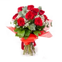 Pachet Buchet 9 trandafiri rosii cu gipsofila 3